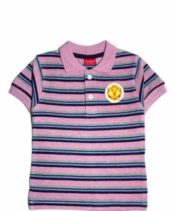 Black & Blue Stripe Polo Shirt - Pink