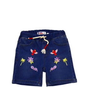 Starlight Unicorn Sequence Tee Shirt – Pink & Summer Beach Denim Shorts – Dark Blue