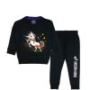 Galaxy Stars Unicorn Fleece Tracksuit - Black