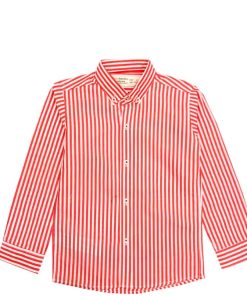 Red White Striped Formal Shirt