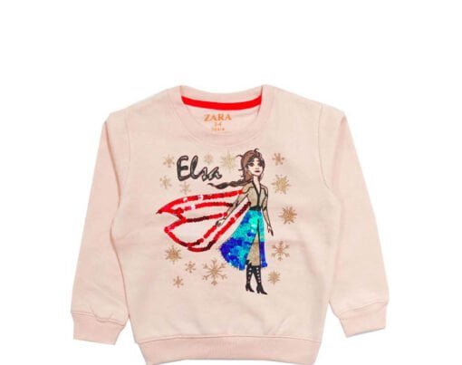 Elsa Sequence Fleece Sweatshirt - Peach