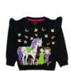 Unicorn With Sequence Girls Sweatshirt – Black