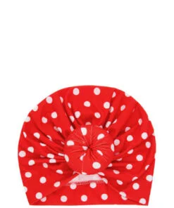 Baby Girls Polka Dot Knot Head Turban Cap - Red
