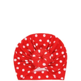 Baby Girls Polka Dot Knot Head Turban Cap - Red