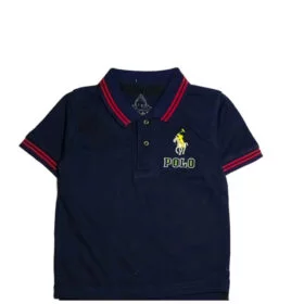 Double Red Tip Coller Polo Shirt -Navy Blue