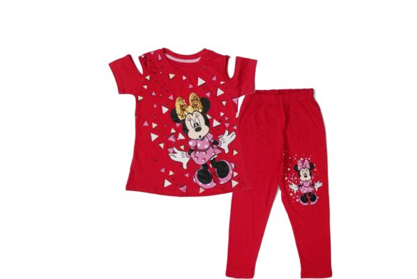 Minnie With Golden Sequence Bow Sleeves Cutt- RED