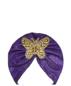 Baby Moonlight Butterfly Motifs Turban Cap Elastic Stretch - Light Purple