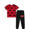 Bat All Over Tee & Trouser - Red & Black