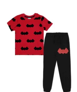 Bat All Over Tee & Trouser - Red & Black