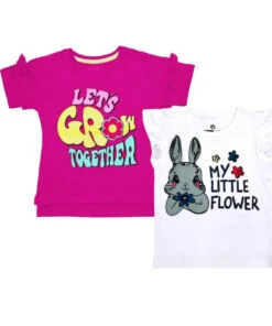 Lets Grow Together Tee Shirt – Shocking Pink & My Little Flower Tee Shirt – White