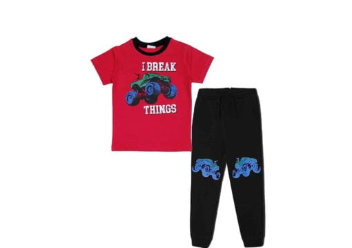 Break Things Jeep Tee & Trouser - Red & Black