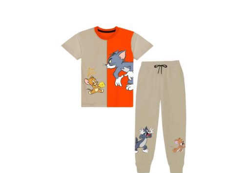 Fighters Arena Tom & Jerry Penal Tee & Trouser - Oramge & Tan Brown