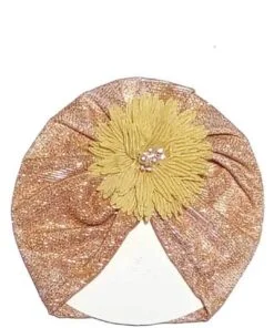 Flower Moon Light Turban Cap For Babies -Peach Golden