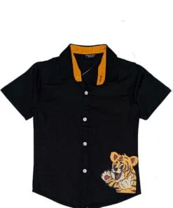 Happy Lion Baby Cotton Casual Shirt - Black