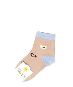 Heart Bear Cotton Socks For Kids - Light Brown 1