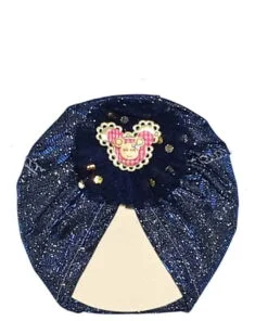 Minnie Net Flowers Moon Light Turban Cap For Babies - Blue
