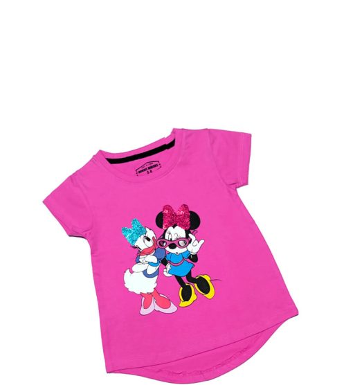 possing Mickey With Sequence Bow Tee Shirt - Pink 1